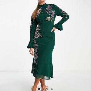 Asos green midi dress-NEW